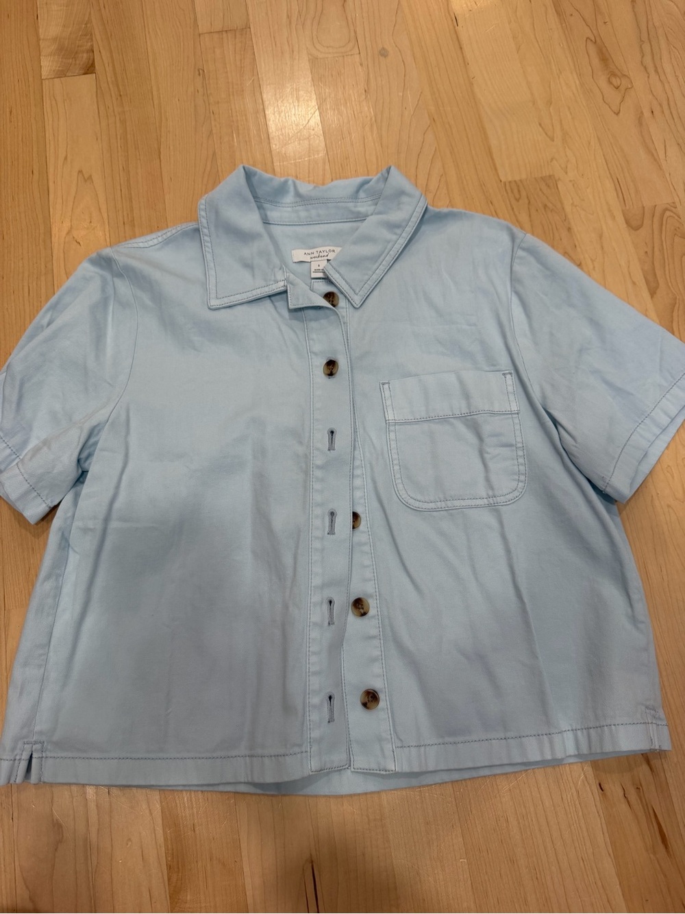 Ann Taylor Light Blue Denim Button-Up Shirt